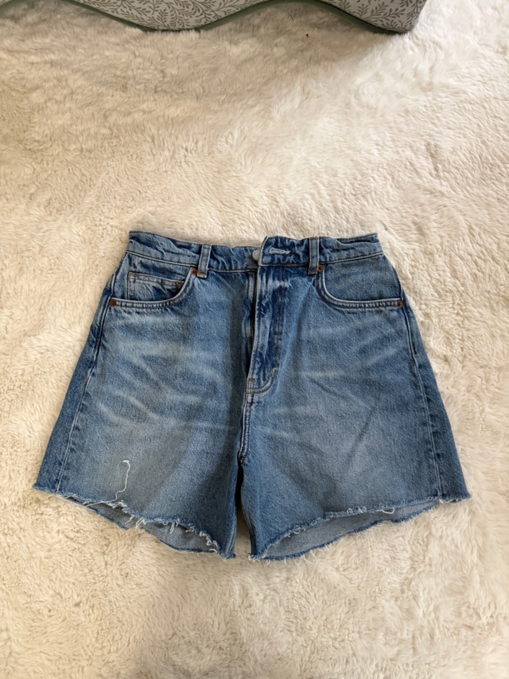 Reformation Medium Blue High-Rise Denim Shorts
